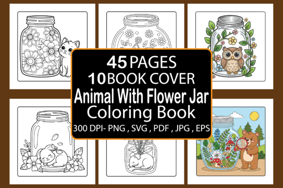 Animal with Flower Jar Coloring Book
