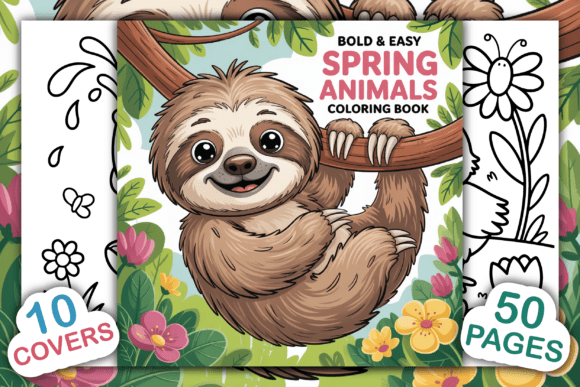 Bold Easy Spring Animals Coloring Book