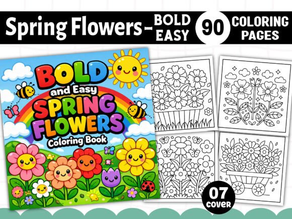 Bold Easy Spring Flowers Coloring Pages for Creative Expression