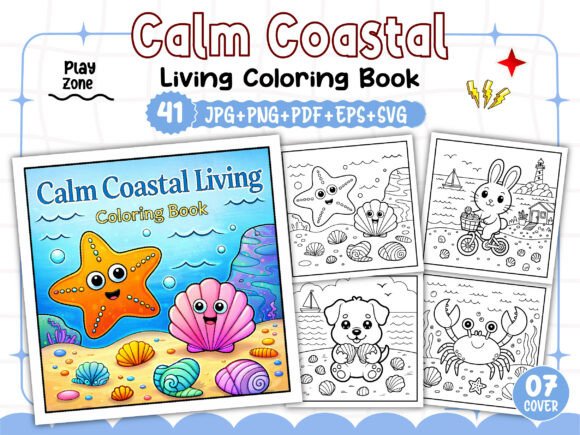 Calm Coastal Living Coloring Book