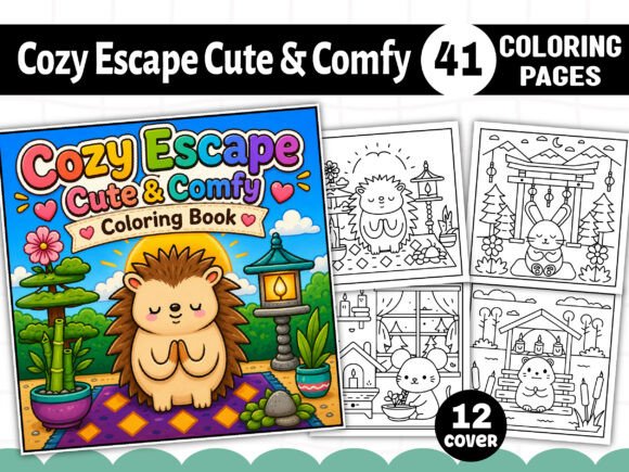 Cozy Escape Cute Comfy Coloring Book for Creative KDP Interiors
