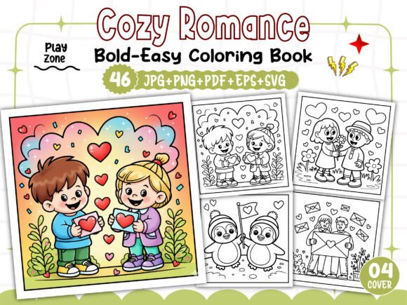 Cozy Romance Bold Easy Coloring Pages for Your KDP Interior