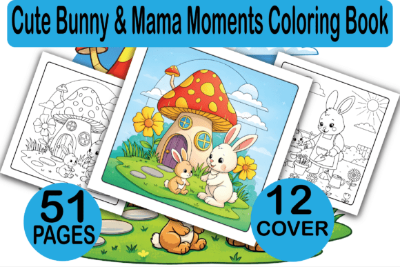 Cute Bunny Mama Moments Coloring Book for Creators