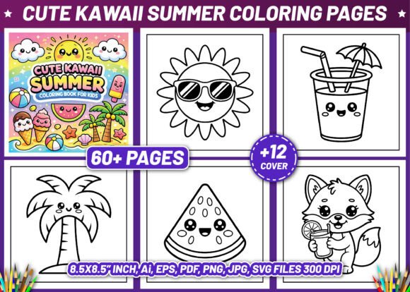 Cute Kawaii Summer Coloring Pages