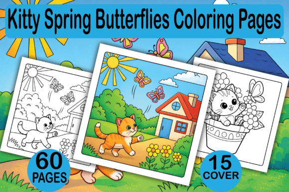 Kitty Spring Butterflies Coloring Pages