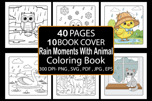 Rain Moments with Animal Coloring Book
