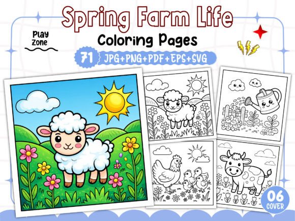 Spring Farm Life Coloring Book for Kids