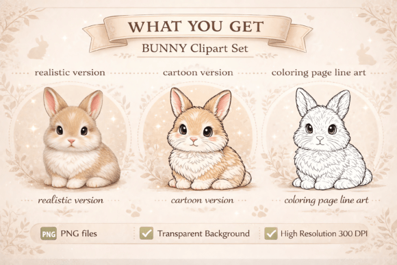 The Cute Bunny Clipart Set Bundle: More Than Just Adorable Illustrations