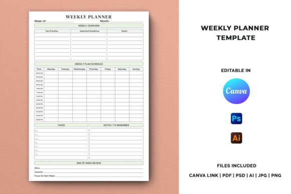 Undated Weekly Planner Template: A Comprehensive Guide to Streamlining Your Productivity